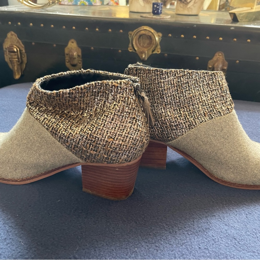 TOMS Gray Felt and Silver Booties